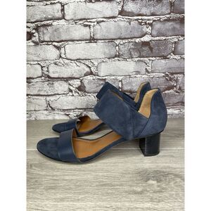 Aquatalia Blue Suede Leather Ankle Strap Heel Open Sandals Women Sz 11M US/42EU